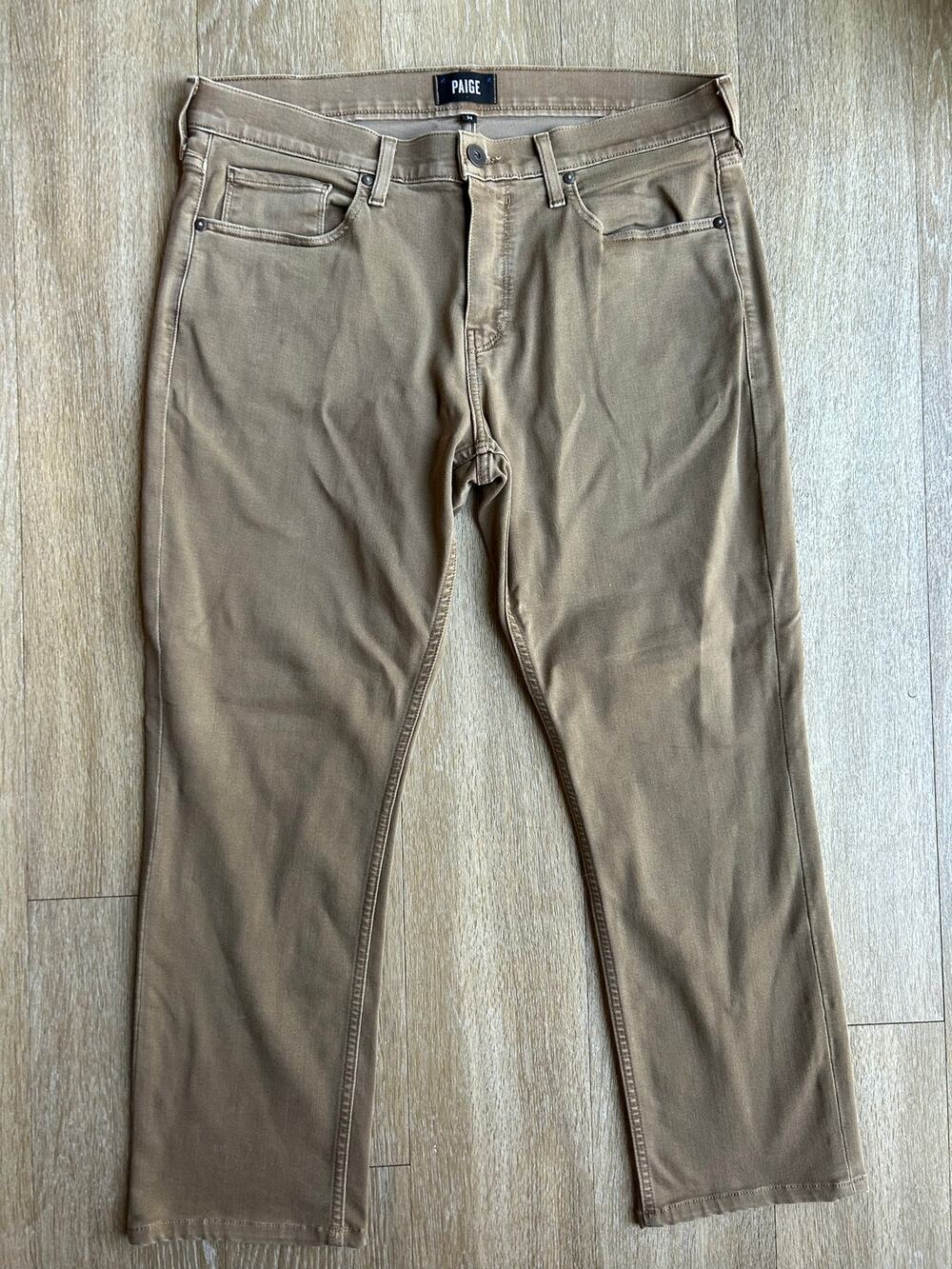 PAIGE Federal SlimStraight Transcend luxuryBrown TanKhaki Twill workwear casual